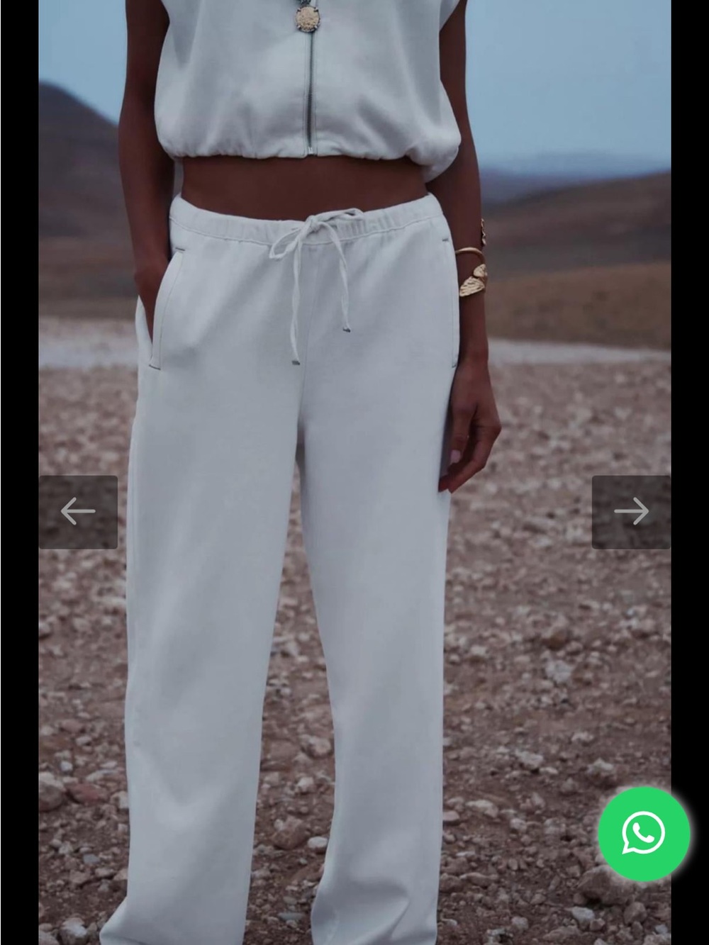Zara White Drawstring Track Pants